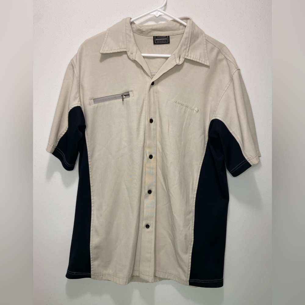Rossignol Beige and Black Casual Button Down Shirt